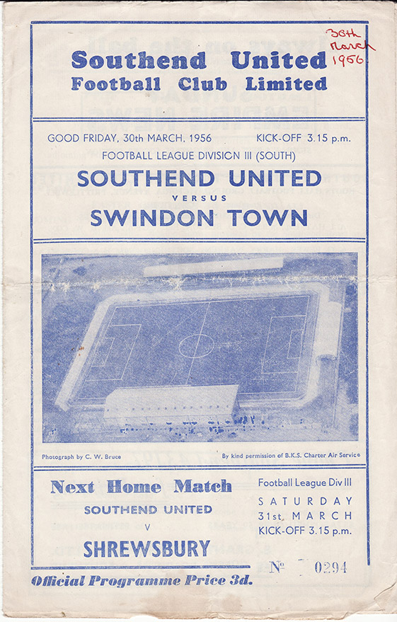 <b>Friday, March 30, 1956</b><br />vs. Southend United (Away)
